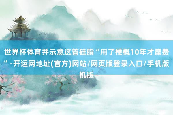 世界杯体育并示意这管硅脂“用了梗概10年才糜费”-开运网地址(官方)网站/网页版登录入口/手机版