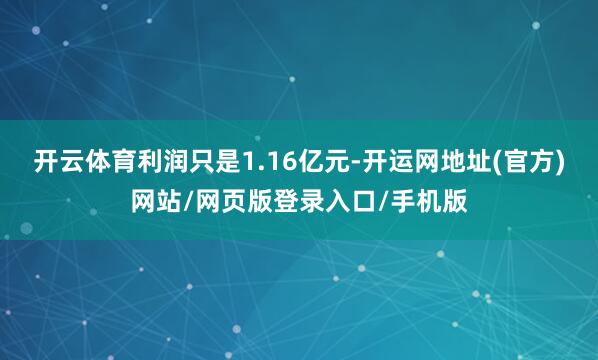 开云体育利润只是1.16亿元-开运网地址(官方)网站/网页版登录入口/手机版
