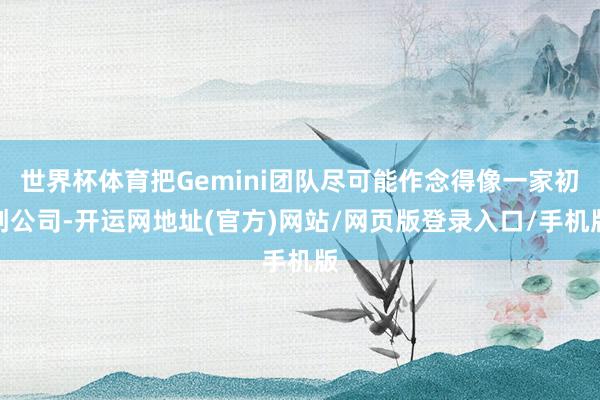 世界杯体育把Gemini团队尽可能作念得像一家初创公司-开运网地址(官方)网站/网页版登录入口/手机版