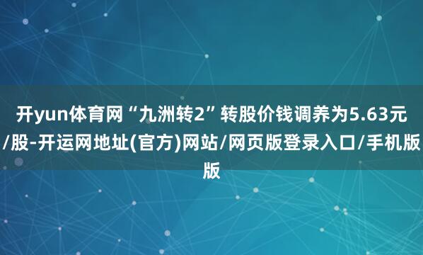 开yun体育网“九洲转2”转股价钱调养为5.63元/股-开运网地址(官方)网站/网页版登录入口/手机版